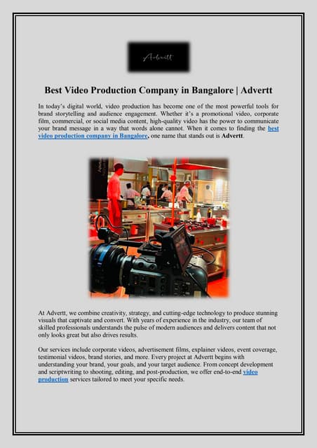 Best Video Production Company in Bangalore Advertt.pdf