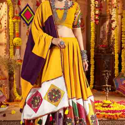 Fascinating Mustard Yellow Mirror Work Cotton Navratri Lehenga Choli Profile Picture