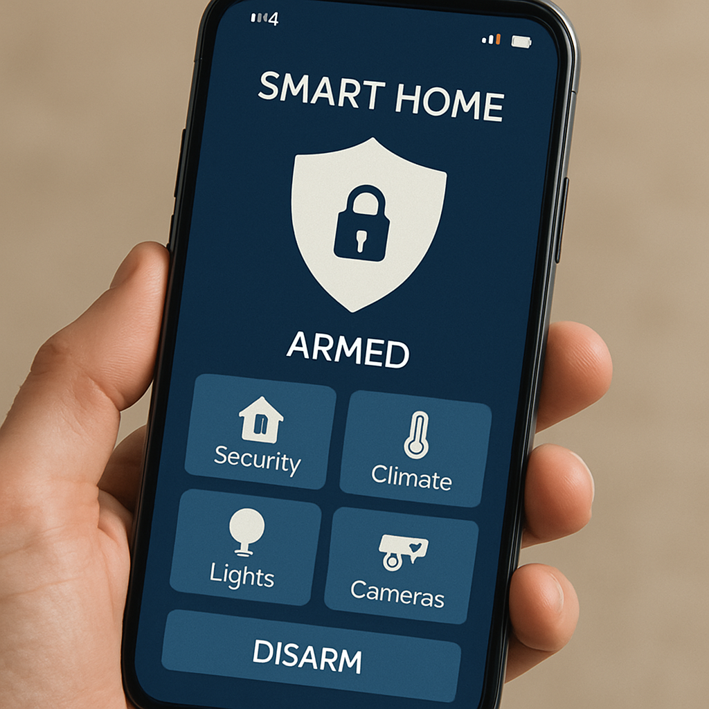 Smart home security interface on a smartphone
