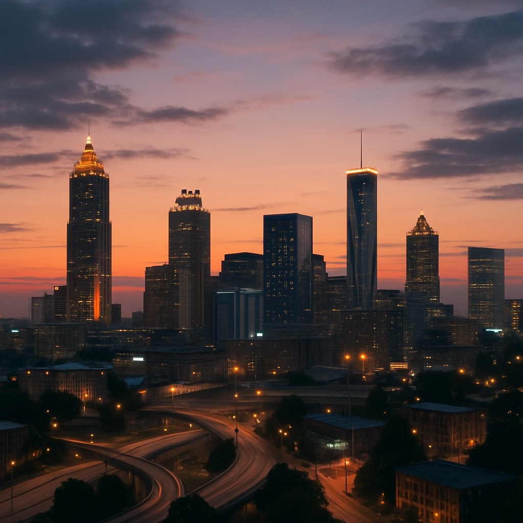 Atlanta skyline at dusk