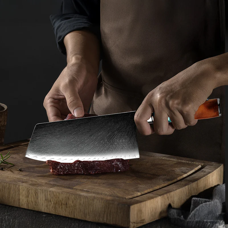 Premium Damascus Cleaver Knife &ndash; Butcher & Chef Essential