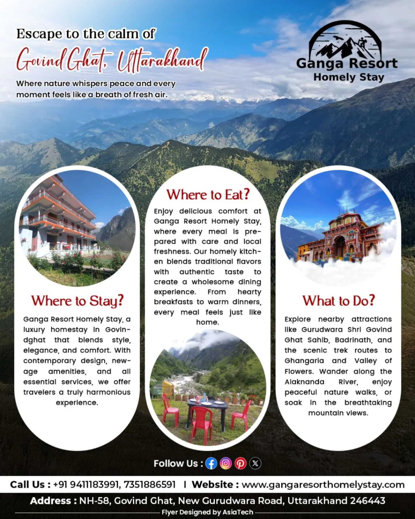 Ganga Resort Homely Stay – The Best Hotel in Govindghat for Comfort & Scenic Views