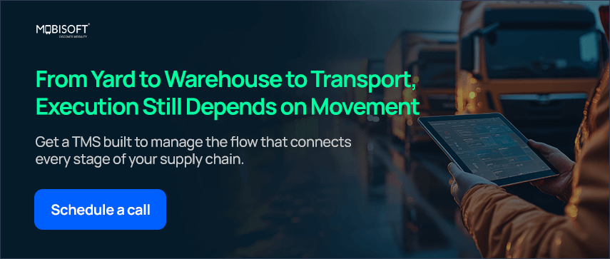 End-to-End Supply Chain Movement Execution yard management solution connecting warehouse management solution and transportation management system workflow
